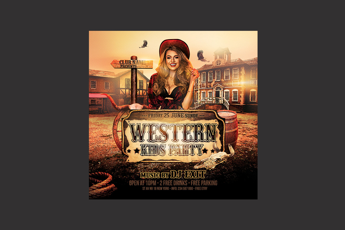 Western Party Flyer, a Flyer Template by DSGraphicDesign