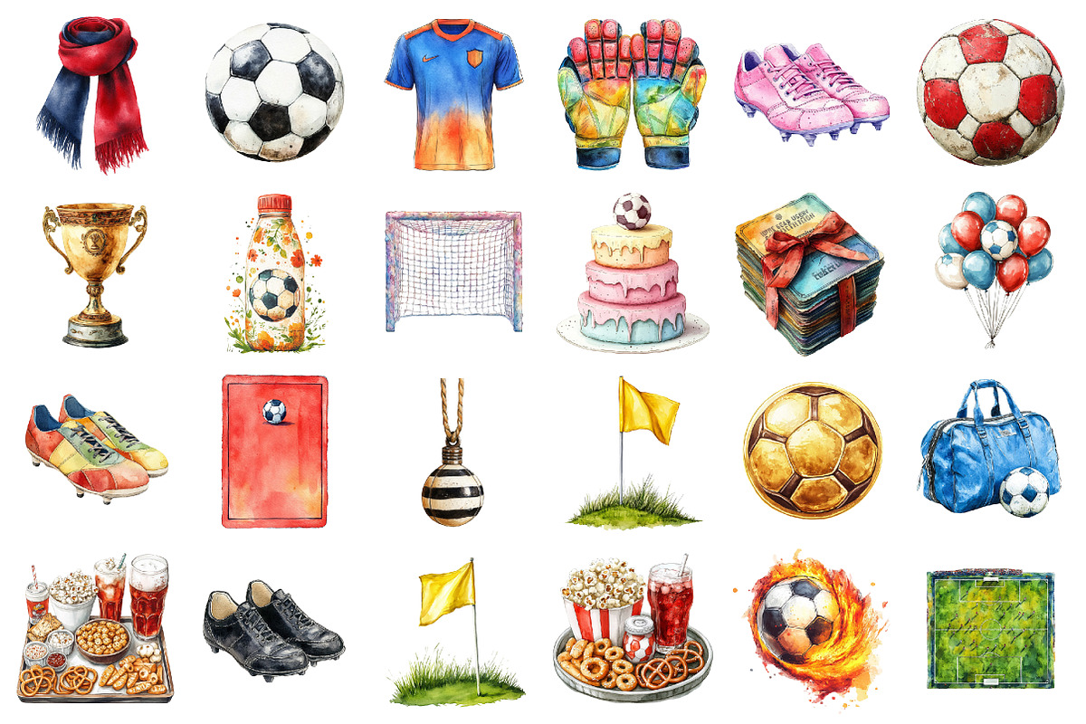 Watercolor Football, Sublimation, a Seasonal Illustration by designcity5 (Photo 2 of 5)