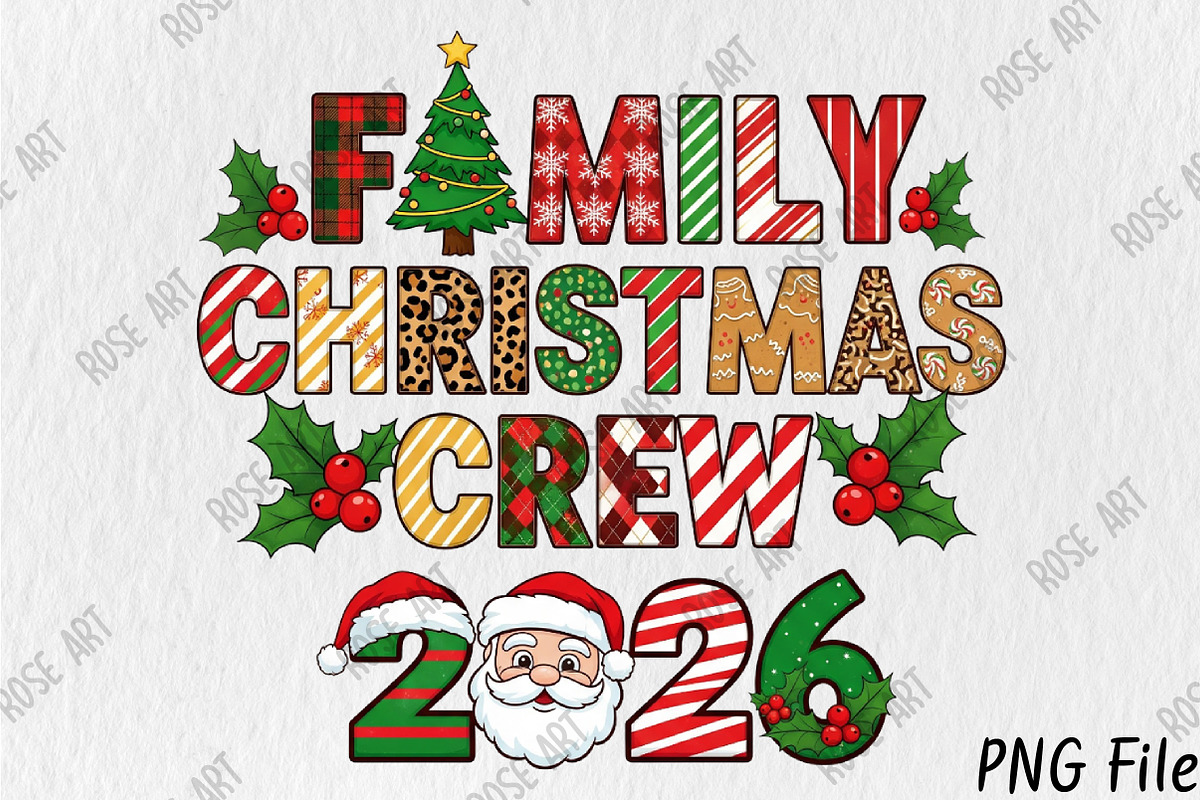 Retro Family Christmas Crew 2026 Png, a Seasonal Illustration by Rose Art (Photo 1 of 4)