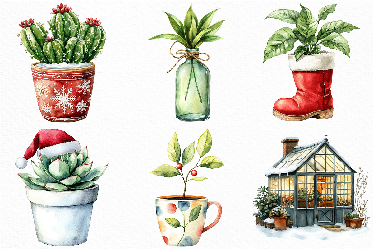 Christmas Indoor Gardening Clipart, an Illustration by Craft Nest (Photo 3 of 6)