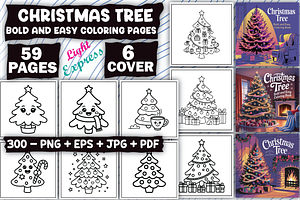 Christmas Tree Coloring Pages, an Illustration by LightExpress