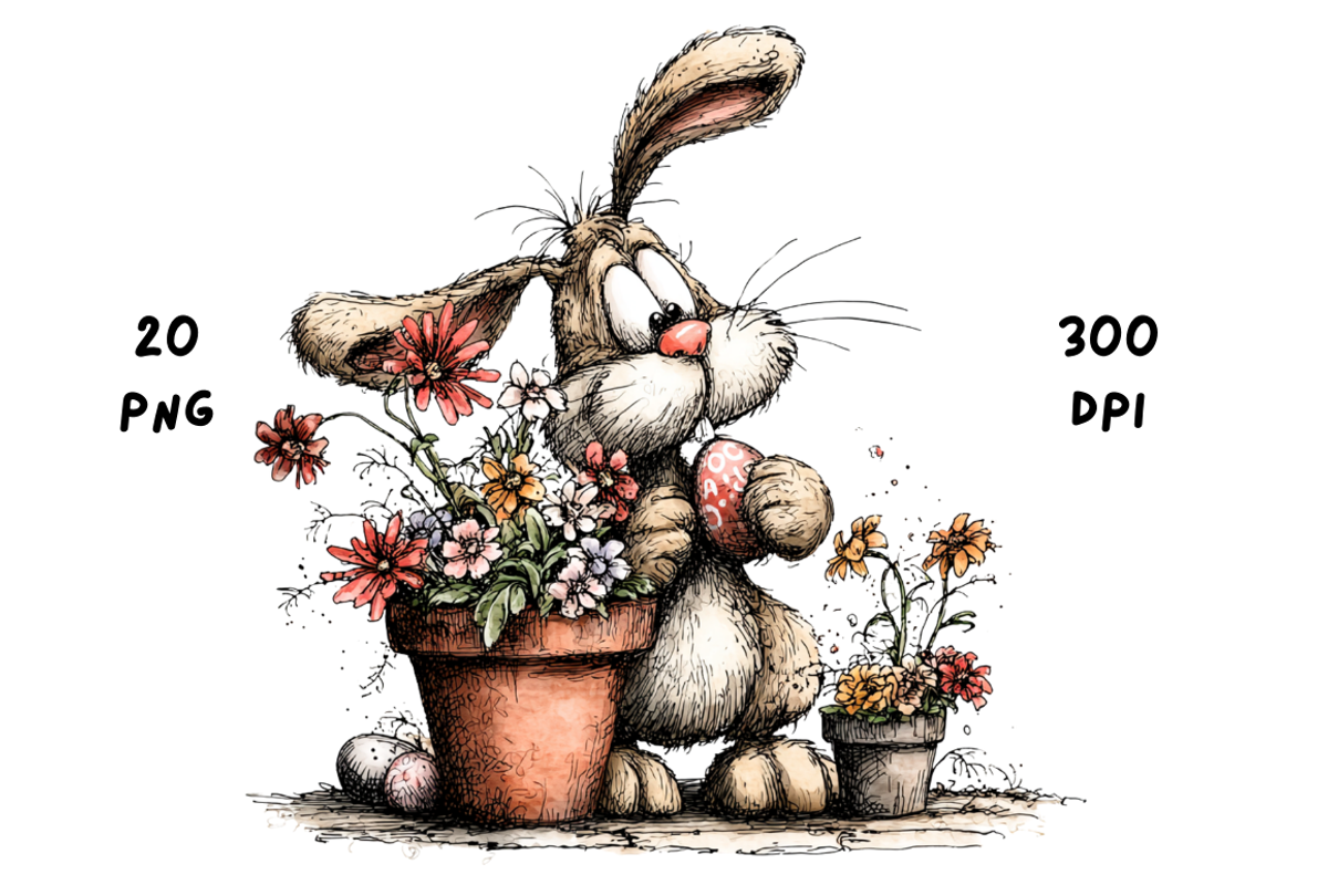 Whimsical Floral Easter Rabbit, an Animal Illustration by GiraffeCreative (Photo 5 of 20)