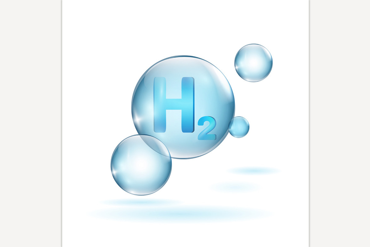 H2 molecule symbol. Blue hydrogen, an Object Illustration by Anna's Shop