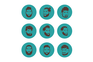 Handsome Bearded Hipster Man Faces