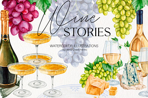 Wine Stories watercolor illustration
