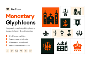 Monastery Glyph Icons, a Solid Icon by Prosymbols