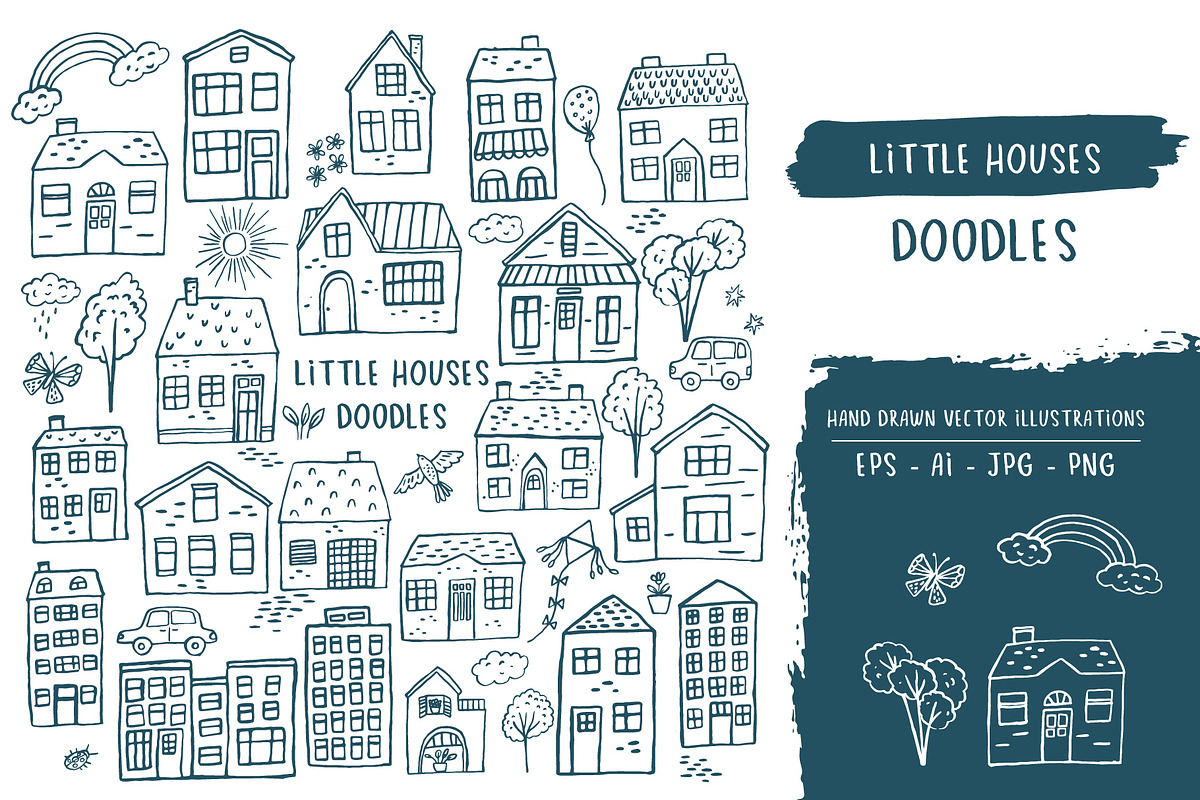 Hand Drawn Little Houses Set, an Object Graphic by Anna Ivanir (Photo 1 of 2)