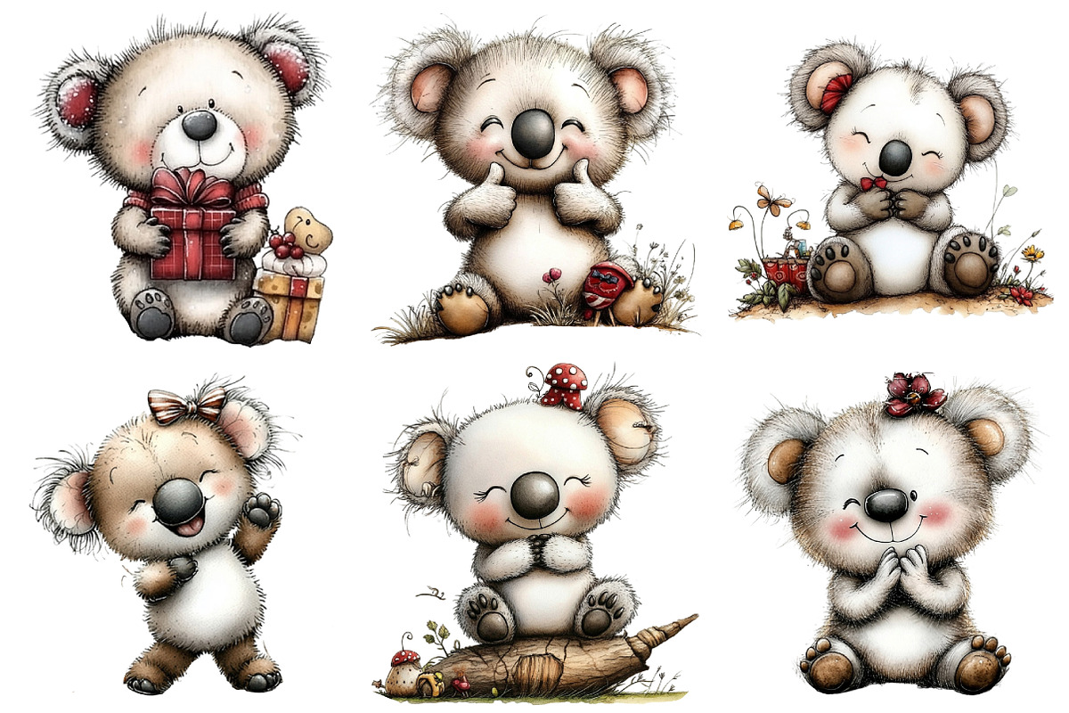 Koala Bears with Emotions Clipart, an Illustration by Daily.Designs (Photo 3 of 5)
