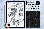 100 procreate tiger stamps, a Brush Add-On by Arts For Peace (Thumbnail 2 of 8)