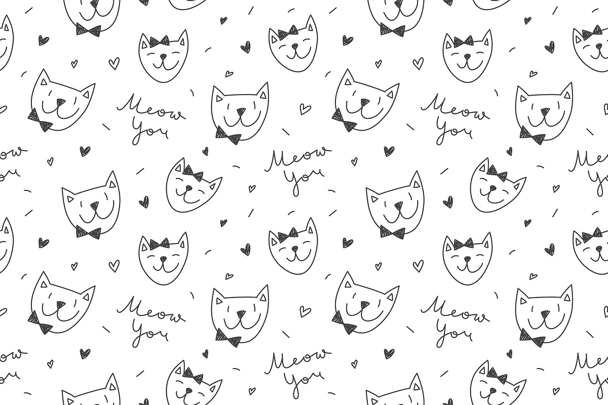 Cute cats 4 patterns, a Pattern Graphic by redcollegiya design (Photo 4 of 5)