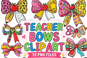 Teacher Bows Clipart Bundle, a Seasonal Illustration by Tanya Kart