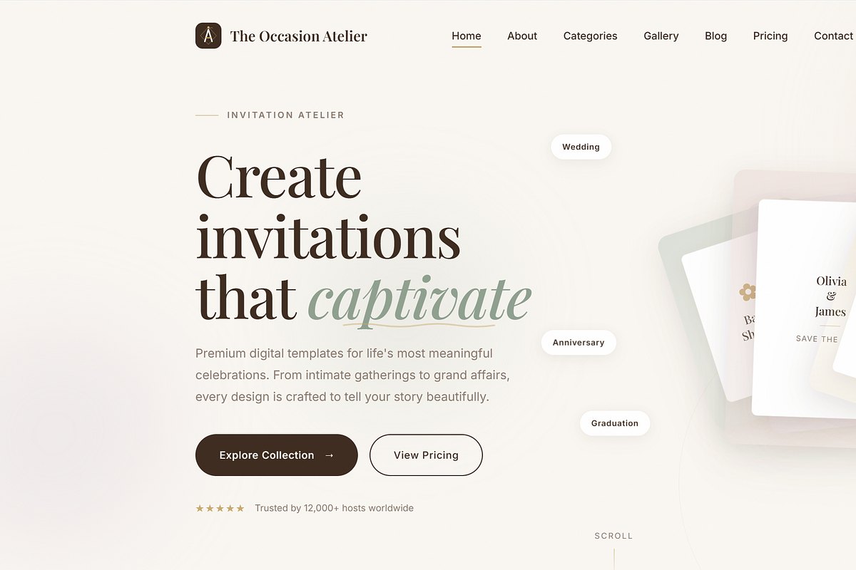 Occasion Atelier Celebration Website, a HTML Template by GeorgeMichel (Photo 2 of 10)