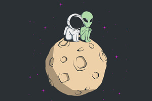 Astronaut And Alien Alone