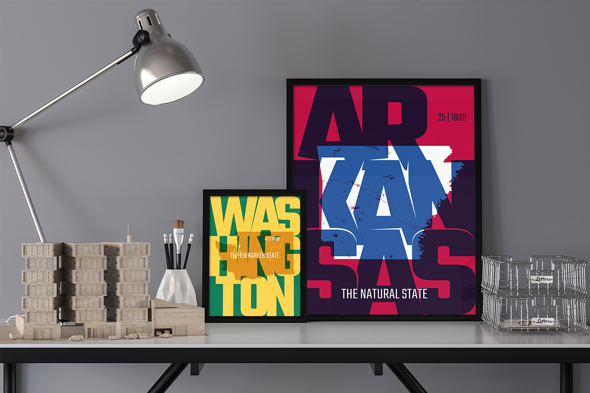 U.S. State Maps Typography Poster 2, an Illustration by MaximGertsen