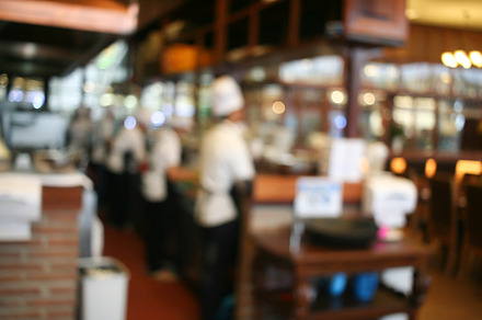blur kitchen at restaurant