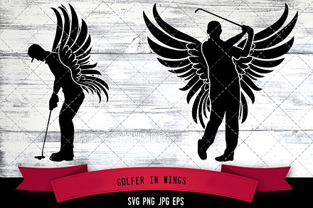 Golfer in Wings Vector