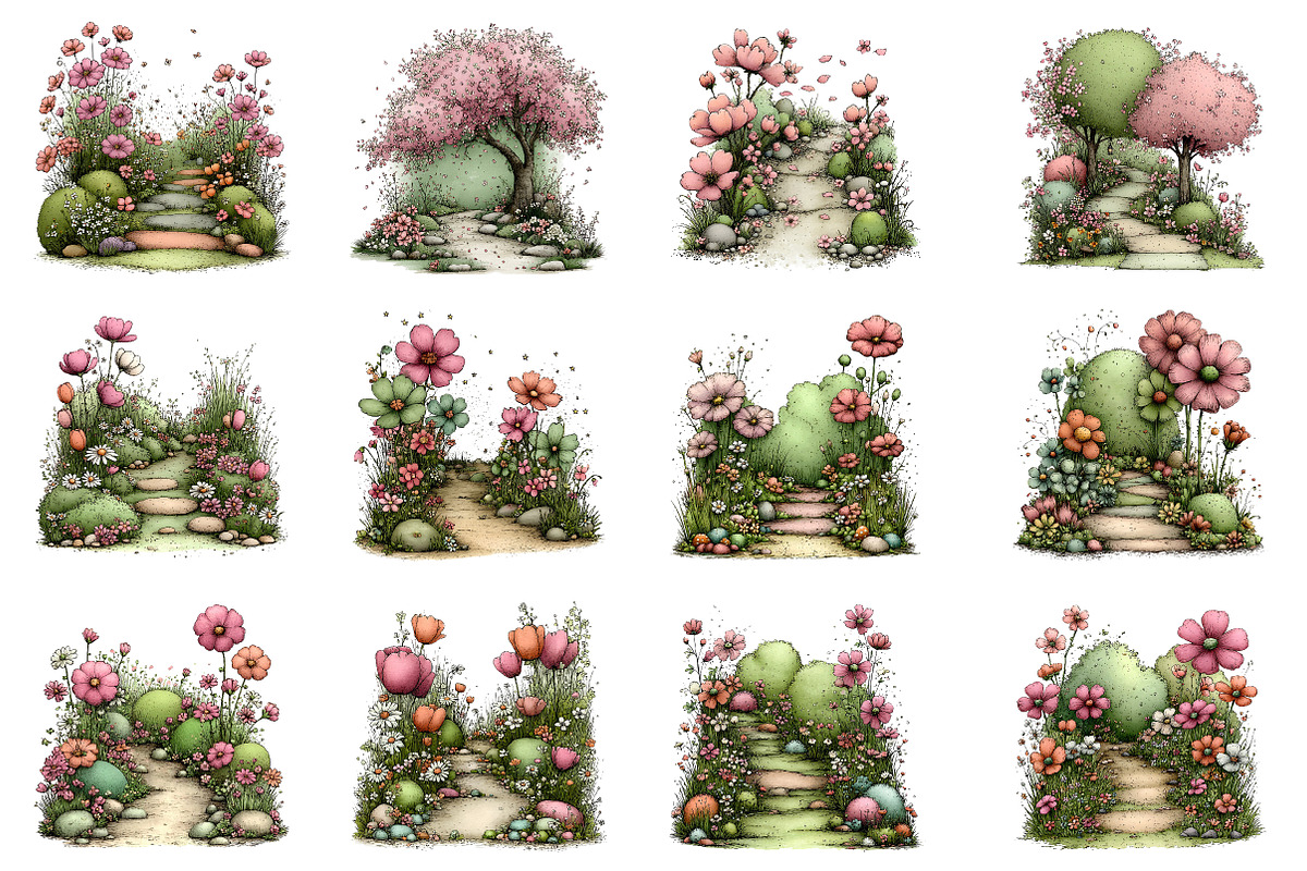 Spring Flowers Pathway Clipart, an Illustration by Dream Creation (Photo 4 of 5)