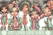 Afro Woman Clipart Bundle, an Illustration by Designking (Thumbnail 1 of 5)