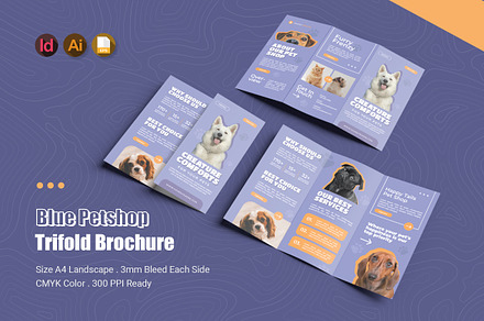 Blue Petshop Trifold Brochure, a Brochure Template by Esensifiksi.studio