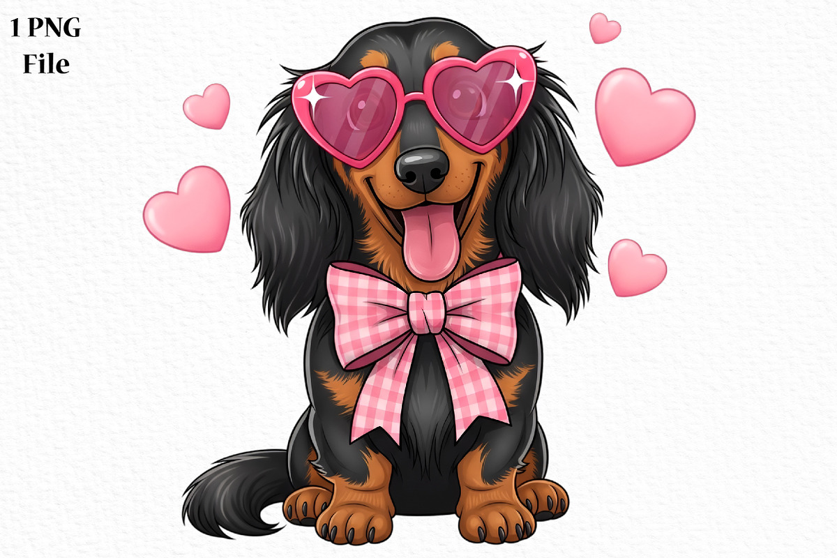 Valentine Dachshund PNG, an Illustration by Canvas Craft (Photo 1 of 6)