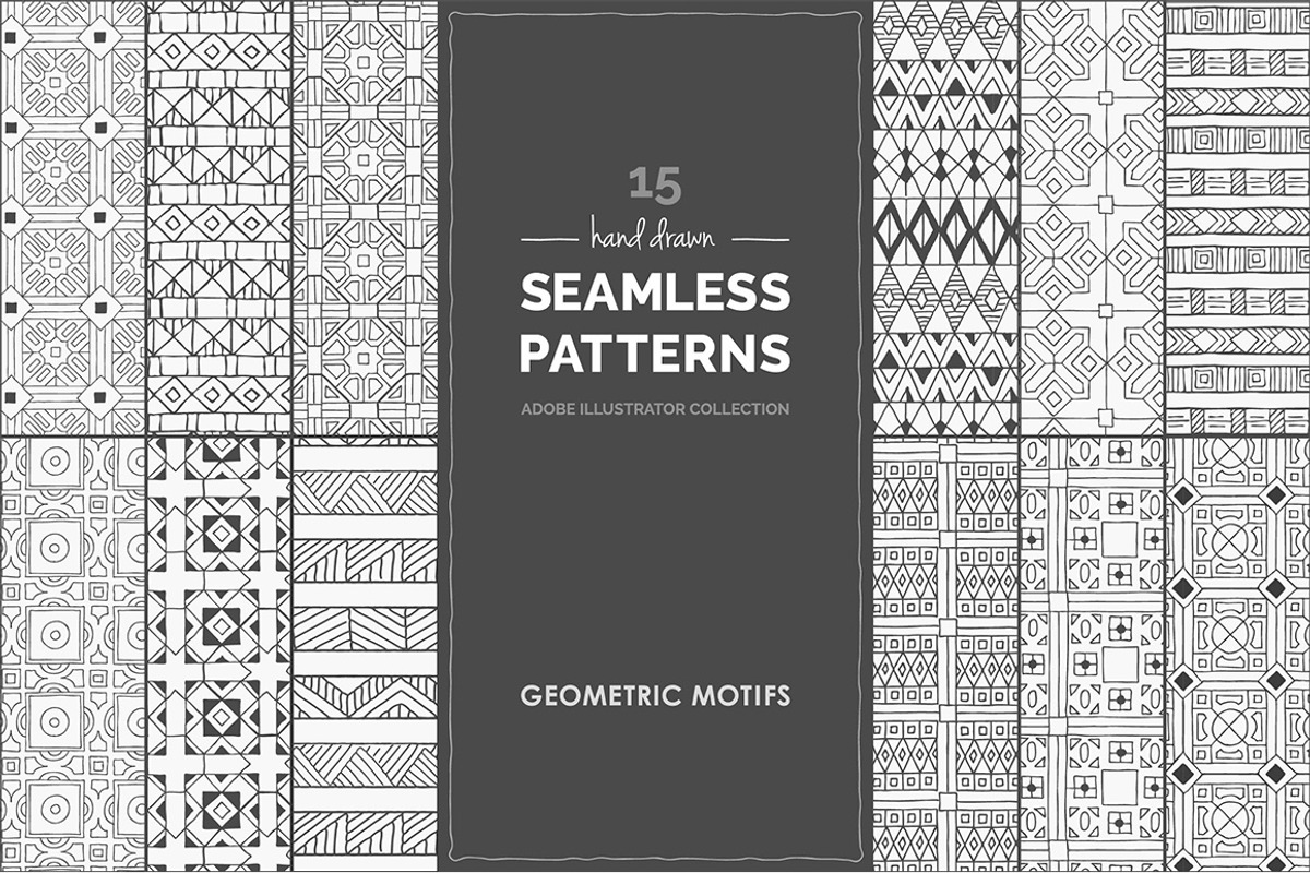 15 Hand Drawn Seamless Patterns, a Pattern Graphic by Solana (Photo 2 of 6)