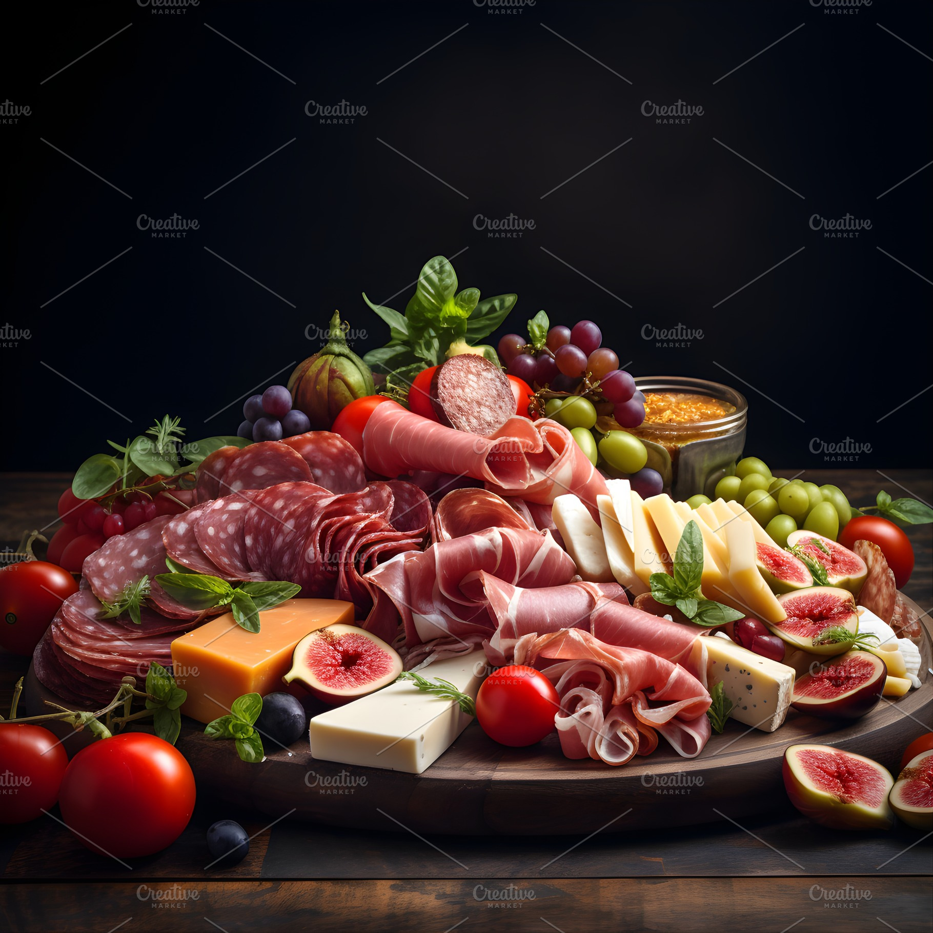 Plate with meat on table, a Food & Drink Photo by S Graphic Studio