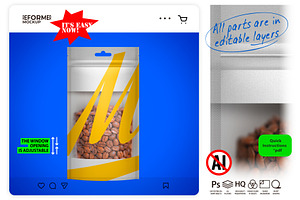 Stand-Up Pouch with Window Mockup, a Packaging Mockup by Reformer Mockup