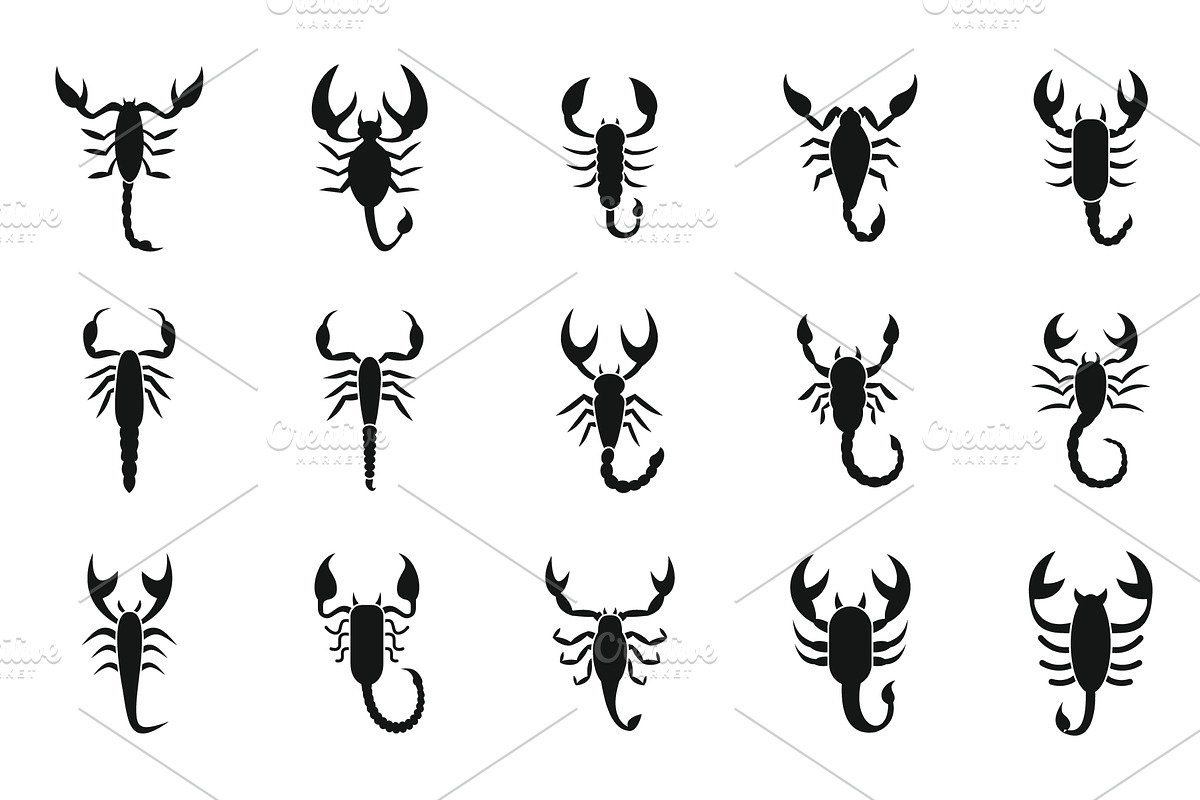 Scorpio icons set, simple style, an Object Illustration by Ylivdesign