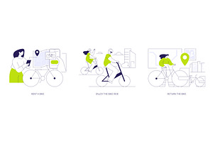 City bike rental abstract concept, a Transportation Illustration by Visual Generation
