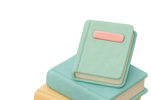 Stack of pastel-colored notebooks an, an Illustration by Dvoevnore photos