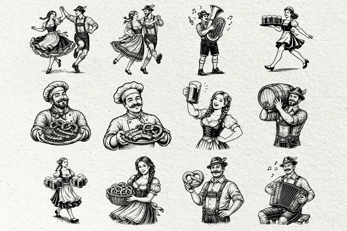 Oktoberfest Engraving Graphics, a Seasonal Illustration by DENIDigitalArtSudio (Photo 2 of 7)