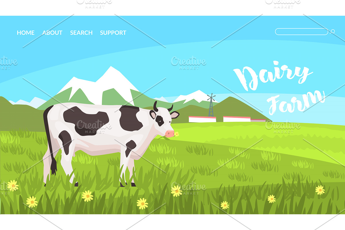Dairy Farm Landing Page Templte, an Illustration by TopVectors