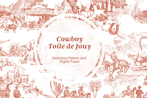 Cowboy Toile De Jouy Pattern