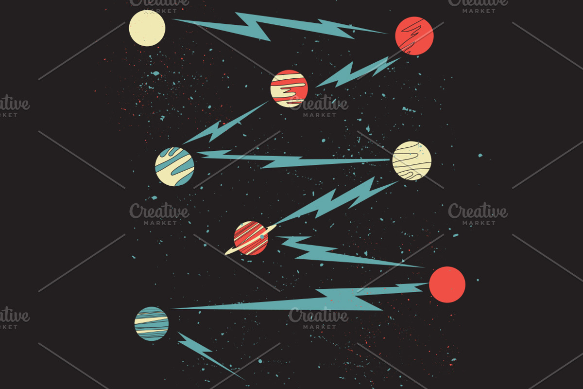 Retro Planets and Stars, an Illustration by Ryder Doty