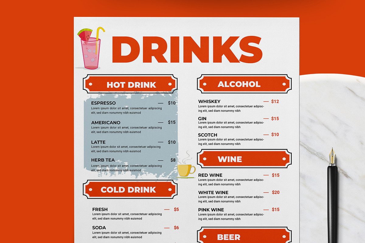 Food Menu Design Template, a Stationery Template by MightyDesign (Photo 4 of 8)