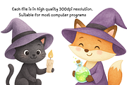 Watercolor Witch Clipart Set, a Seasonal Illustration by PassionPNGcreation (Thumbnail 5 of 9)