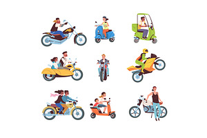 People motorcycle drivers. Happy, a Transportation Illustration by Stock-Smart-Start