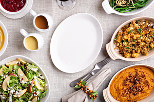 Traditional Thanksgiving table with sides