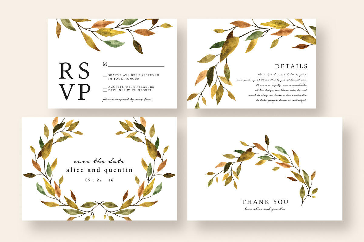 Warm Leaves Wedding Invitation Suite, an Invitation Template by Knotted Design (Photo 4 of 5)