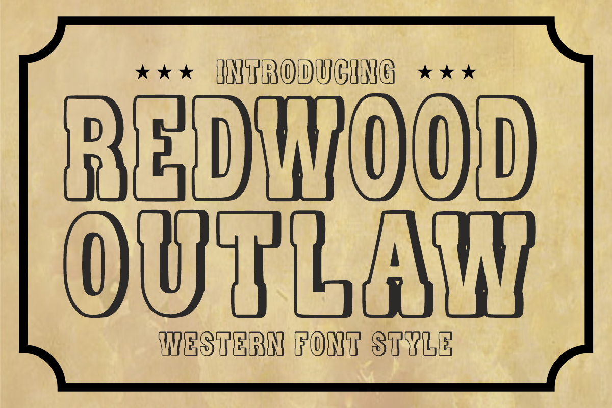 Redwood Outlaw -Western Display Font, a Slab Serif Font by KiddoGlyphs Studio (Photo 1 of 6)