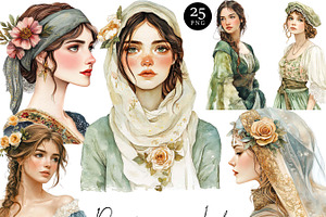 Watercolor Renaissance Lady, a Person Illustration by Design Scotch