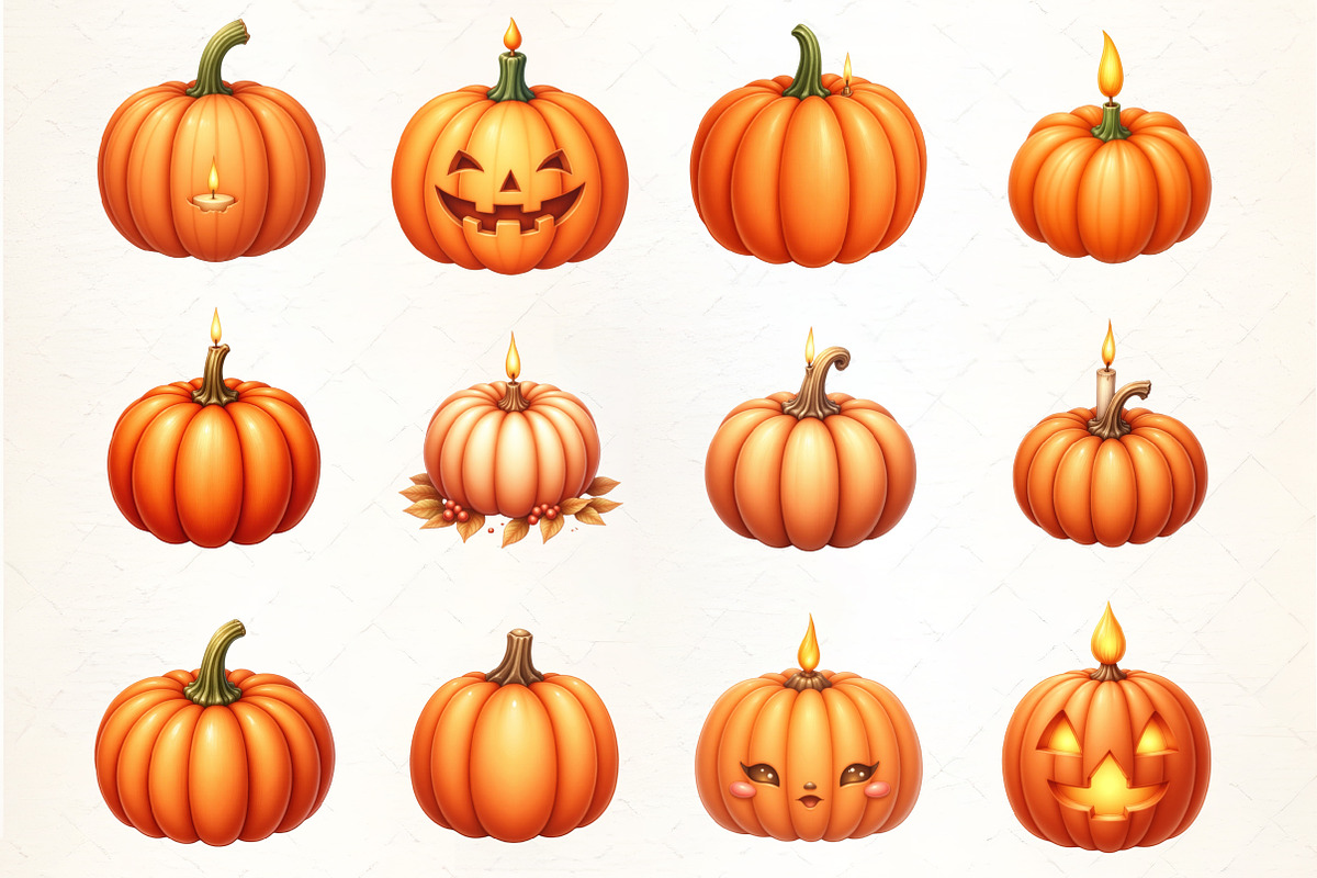 Pumpkin with Candle Clipart, an Illustration by CrexoraLab (Photo 1 of 5)