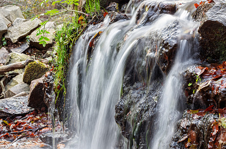 small waterfall in autumn