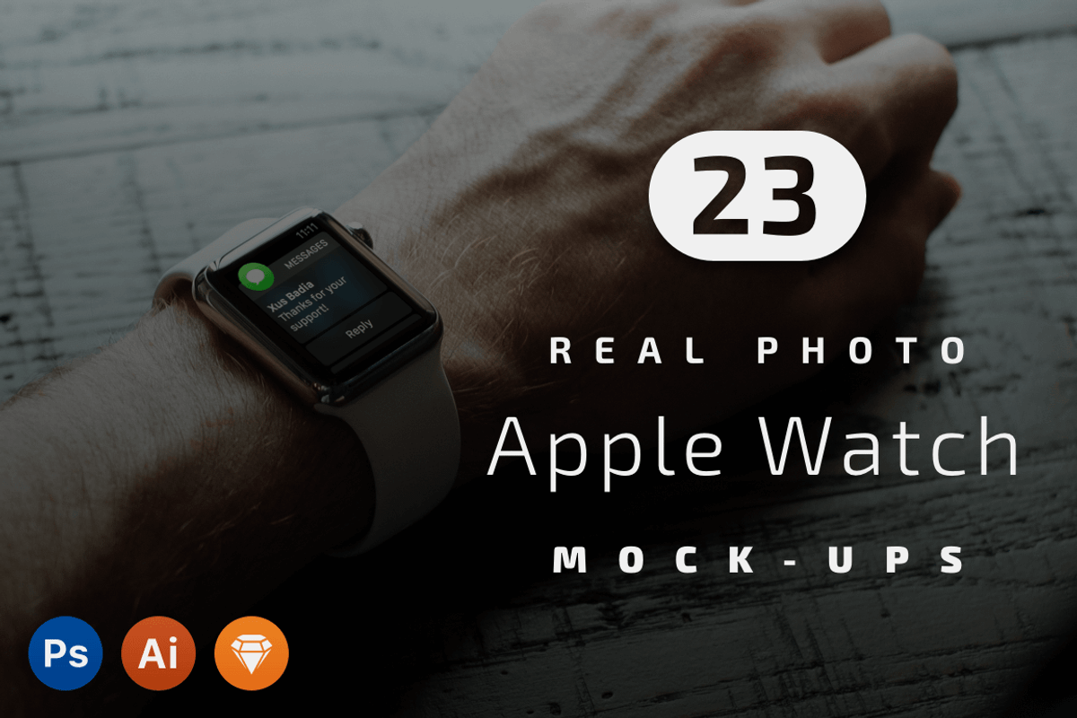 23 Apple Watch Real Photo Mockups, a Wearable Device Mockup by Xus Badia (Photo 1 of 3)