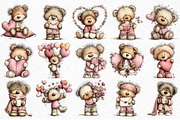 Quirky Valentine Teddy Bear Clipart, an Illustration by Craft Nest (Thumbnail 6 of 11)