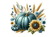 Watercolor Autumn Flower Pumpkin PNG, an Illustration by Designking (Thumbnail 4 of 4)