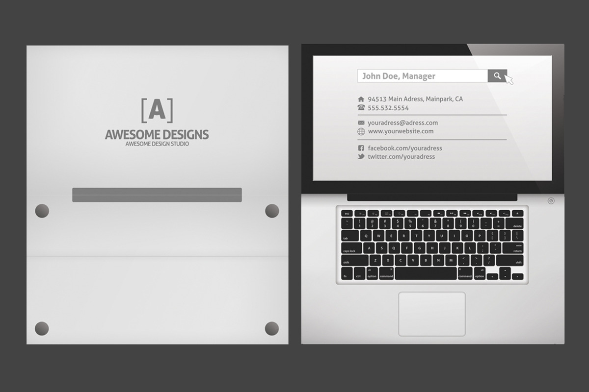 Laptop Folded Business Card Template, a Business Card Template by Graphicdome (Photo 3 of 4)