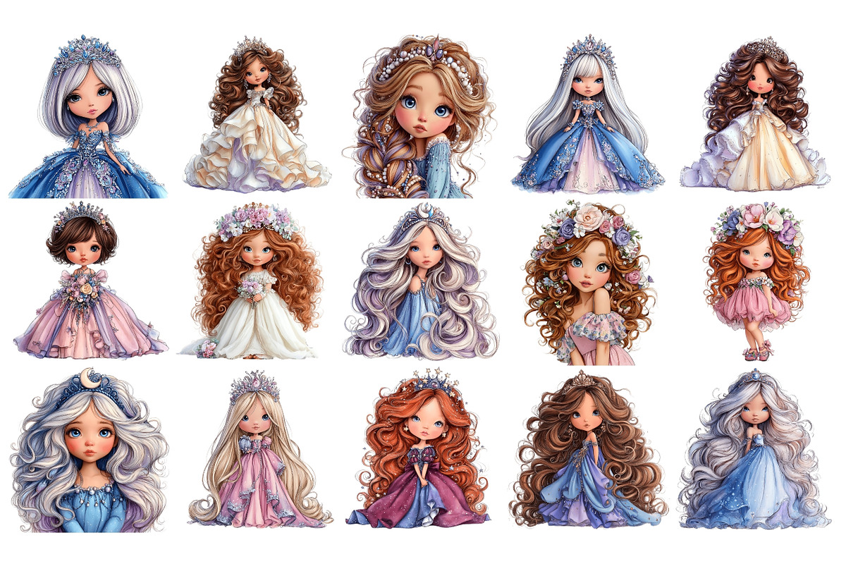 Princesses PNG Clipart Bundle, a Person Illustration by Nicolle's Colorful Art (Photo 6 of 6)