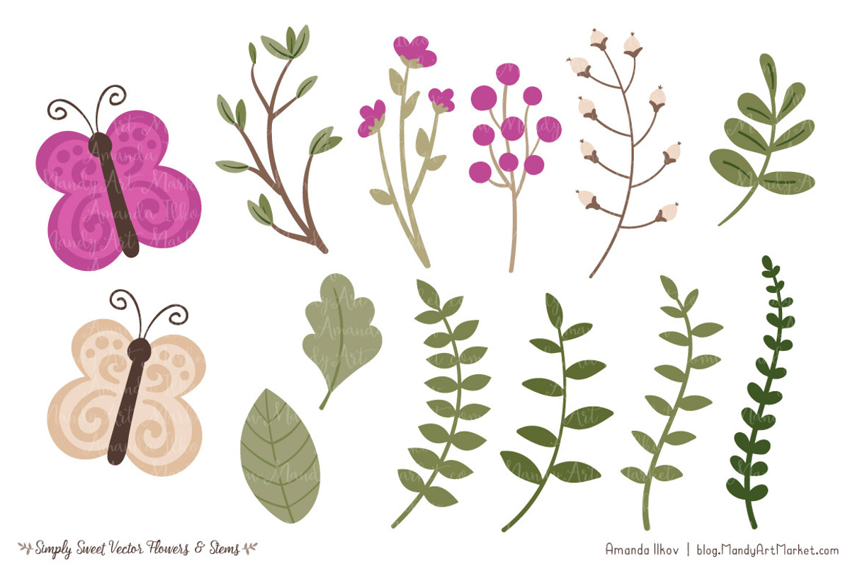 Flower Clipart in Fuchsia, an Illustration by Amanda Ilkov (Photo 4 of 4)