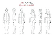 Teen Fashion Croquis Bundle, a Person Illustration by Shorena Fashion Draws (Thumbnail 3 of 13)